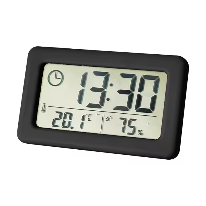 Reloj Digital Mini Portátil Con Mostrador De Temperatura Y Humedad Pantalla LED Reloj De Mesa Delgado Con Función De Alarma - 1
