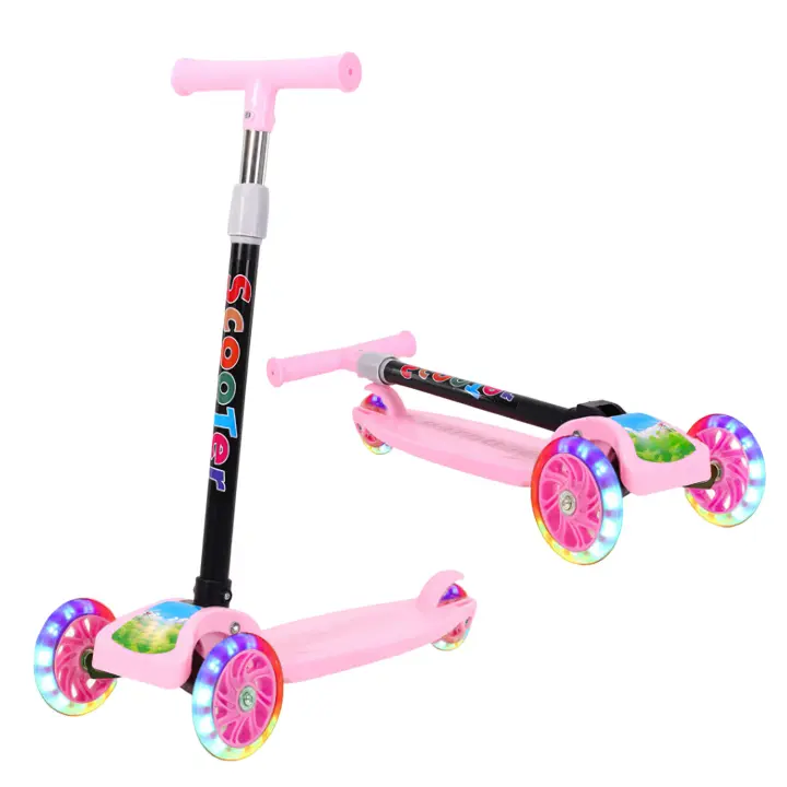 Patinete para niños ,Scooter de tres ruedas con pedal único para niños plegables,  Patinete infantil de 3 ruedas con luz LED, Patinete antideslizante para niños | Plataforma extra ancha, ruedas iluminadas para que los niños jueguen al aire libre y aprenda - 1