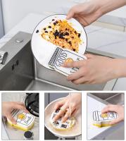 Esponja De Limpieza Con Caricatura De Rostro Sonriente Cepillo De Fregado Para Cocina Utensilio De Lavar Platos Pads De Fregado Para Ollas Juego De Limpieza Doméstica Microfibra - details 2
