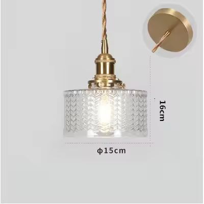 Lámpara Colgante De Vidrio Con Estampado Verde E27 Para Restaurante Cocina Comedor Café Lámpara Colgante Para Dormitorio Con Cepillo De Acero - 1