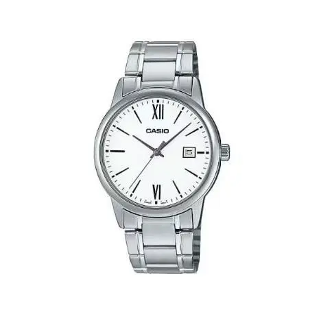 Casio MTP-V002D-7B3 Reloj Clásico para Hombre con Correa de Acero Inoxidable, Esfera Elegante en Blanco y Marcadores Numéricos, Resistente al Agua y Diseño Atemporal - 1
