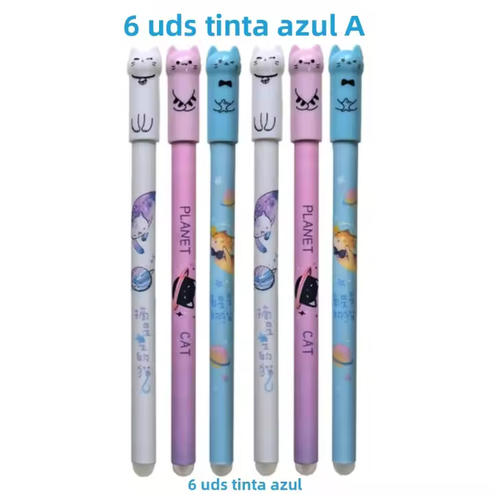 6/12pcs Rotuladores De Goma Para Borrado Creativos 0.5mm Azul Recargables Para Firmar Oficina Suministros De Escritura Estación De Trabajo - 1