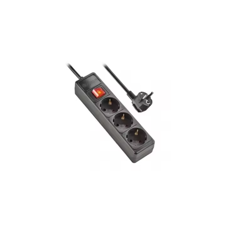 REGLETA CON INTERRUPTOR NGS SURGE POLE 300/ 3 TOMAS/ NEGRA - 1