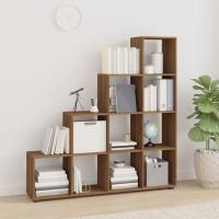 vidaXL Estantería forma de escalera madera contrachapada en color Roble ahumado/Marrón roble/Blanco brillante y más | almacenamiento funcional diseño moderno para baño dormitorio sala - details 1