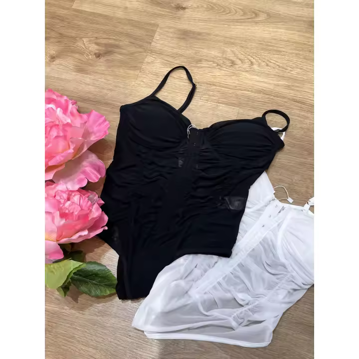Body Sexy Negro y Blanco con Tirantes Finos – Estilo Moderno y Sensual - 1