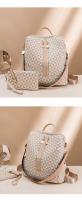Mochila de gran capacidad, bolso de cuero para dama Mochila, bolso de mano para mujer, bolso de viaje de cuero sintético, bolso de diseño convertible con monedero, 2 piezas - details 0
