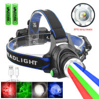 Linterna Frontal LED Super Brillante Ajustable En Rojo Verde Azul Y Blanco Para Pesca Al Aire Libre Impermeable Para Camping Y Exploración De Cavernas - details 14