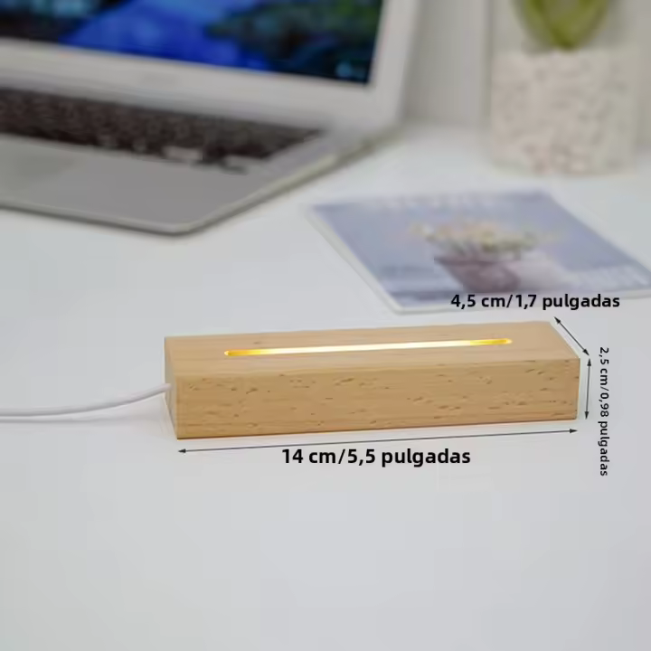 Soporte De Lámpara Luminosa DIY En Madera Sólida Base De Luz Nocturna LED De Acrílico 3D Decoración Para Habitación Y Sala - 1