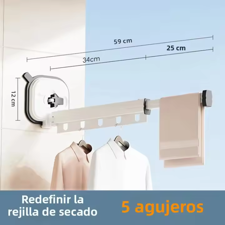 Rack De Secado De Ropa Plegable Y Retráctil Para Interior Ahorrador De Espacio Para Lavandería En Casa Soporte De Ropa Montado En La Pared Material De Acero Inoxidable - 1