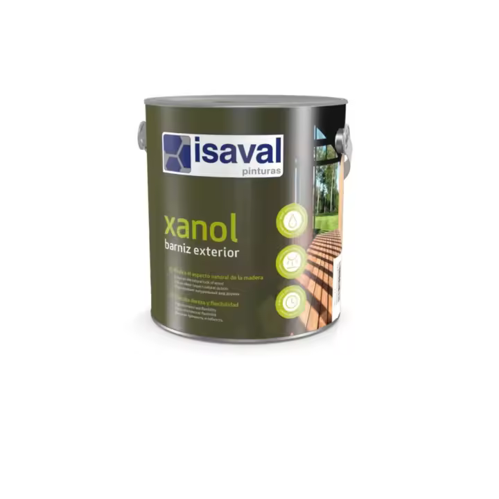Isaval XANOL Barniz Exterior Satinado 750ml - barniz universal para madera, fácil aplicación, base acuosa, gran dureza y flexibilidad, para exterior, resistente a la intemperie, con filtro UV - 1