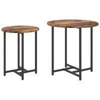 Mesa Lateral vidaXL 2 pcs Madera de Roble Ahumada, Madera Ingenierizada y Metal - details 1