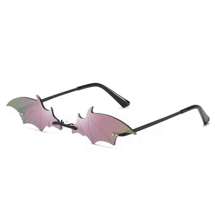 Gafas de sol de murciélago sin montura, estilo gótico, para mujer y hombre, para fiesta de Halloween, modernas, con protección UV 400 - 1