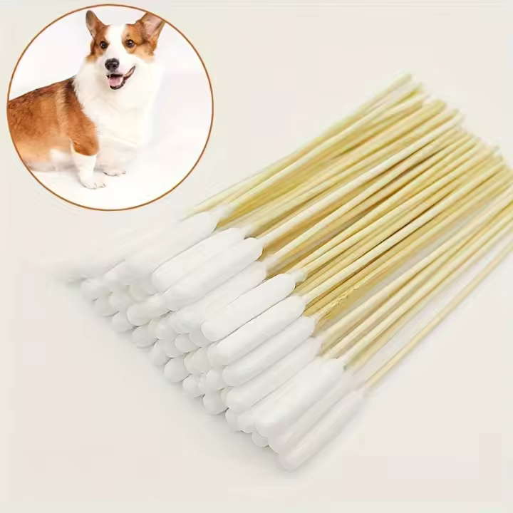 Bastones De Algodón Para Mascotas Disponibles En 5 Tamaños Diferentes Para Limpieza De Orejas De Perro Con Mango De Madera Descartable - 1