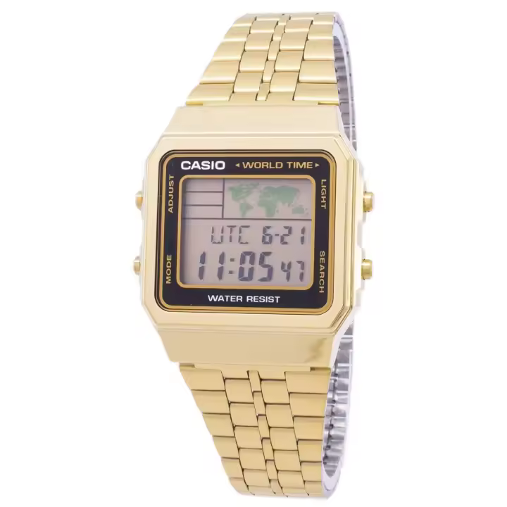 Casio 3437 A500WGA-1 Reloj Digital Retro – Cronómetro, Calendario Perpetuo, Resistencia al Agua y Diseño Dorado Vintage - 1