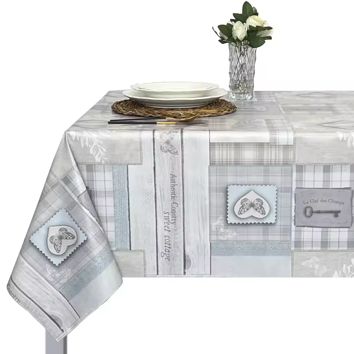 Mantel PVC, Mantel de hule lavable, Modernos, Para el hogar, Tapete de cocina, Comedor, Fácil de limpiar, Hule para tabla rectangular, Lamina superior 100%pvc, Resistente al agua, Corazón, Rosado, Gris. - 1