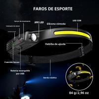 Linterna Frontal LED Con Sensor Y Batería Integrada Recargable Por USB Lámpara De Trabajo Super Brillante Torcha Para Camping Y Pesca - details 3