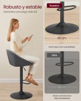 Taburete de Bar, Juego de 2, Regulable en Altura, Giratorio 360°, Silla de Cocina con Respaldo, Base de Acero, Reposapiés, para Mostrador y Comedor - details 10
