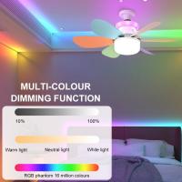 Ventilador de techo LED de 52 cm con luces, E26/E27, 40 W, luz con control remoto, 3 velocidades, temporizador, RGB regulable, 6 aspas, lámpara para dormitorio, sala de estar y oficina. - details 1