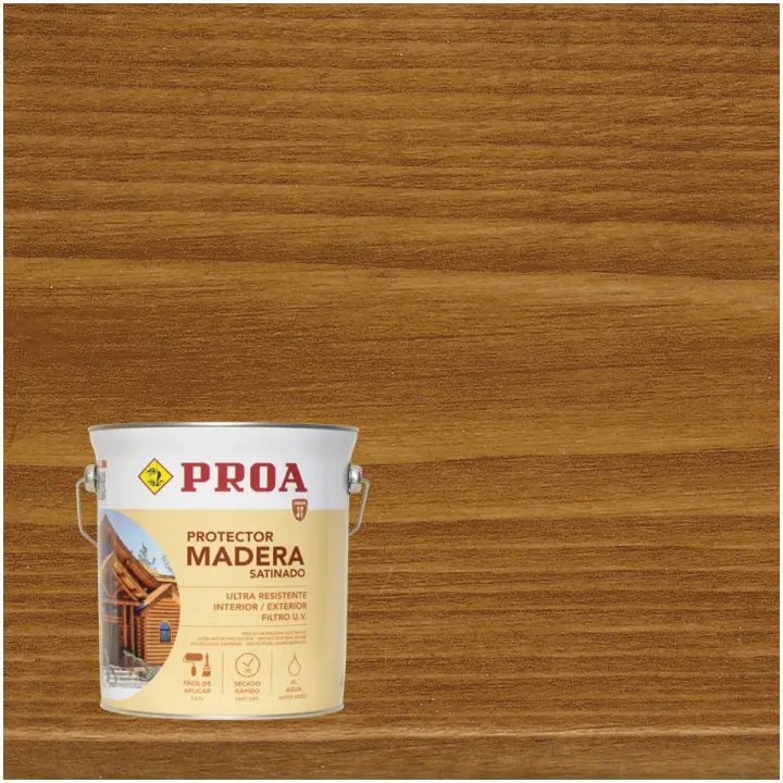 Lasur protector para madera al agua exterior. 750 ML. Cuida y protege la madera con acabado natural. Proa. - 1