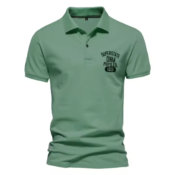 Tops de manga Corta de Algodón con solapa Nueva para hombre, POLO Deportivo con Borde de Color sólido - 1