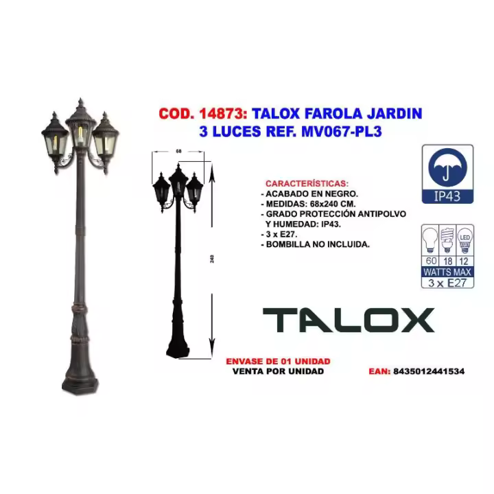 Talox farola jardin 3 luces ref. mv067-pl3 - 1