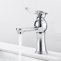 Grifo De Lavabo De Mesa Individual Con Manija Cerámica Para Baño Instalación En Superficie Material De Cobre Clásico - details 7