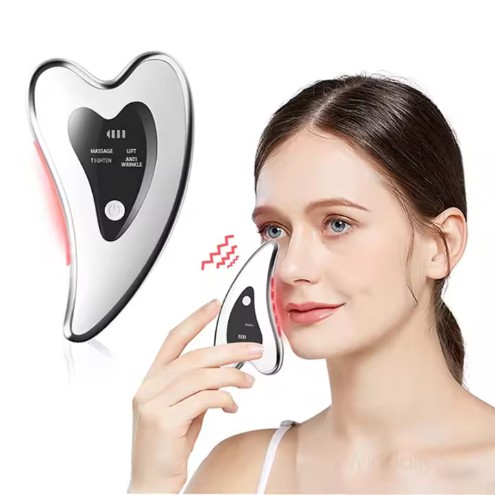 Masajeador Facial Eléctrico 4 En 1 Con Calentamiento Y Vibración Herramientas De Scraping Facial Antiarrugas Levantamiento De Pecho Doble Dispositivo De Cuidado De La Piel - 1
