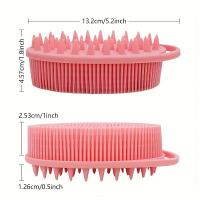 Cepillo De Ducha 2 En 1 Con Escobilla De Cerdas Y Esponja De Silicona Para Cuerpo Y Cuero Cabelludo Limpiador Exfoliante De Alta Calidad - details 2