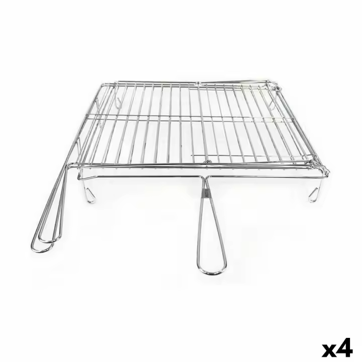 Parrilla Algon Cromado Giratorio Plateado 45 x 50 x 9 cm (4 Unidades) - 1