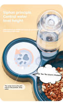 Tazas Para Gatos Con Alimentador De Agua 3 En 1 Diseño De Oreja Tazas Inclinadas Con Botella De Agua Para Protección De Cuello Set De Alimentos Y Agua - details 6