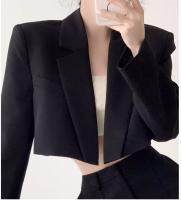 Chaqueta Corta Para Mujer En Blanco Sólido Elegante Con Manga Larga Abierta Frontal Casual Oficina Outerwear Poliéster Synthético - details 2