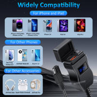 Cargador Rápido PD QC3.0 Para Motocicleta Con Voltímetro Digital Y Conector Tipo C Impermeable Para Celular Adaptador De Corriente De 12V 36W - details 5