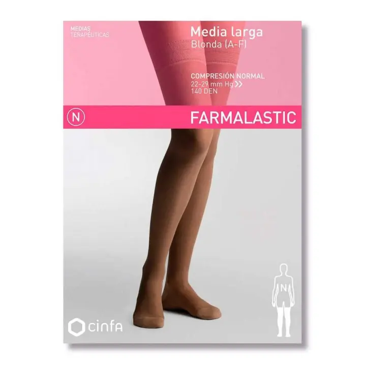 Farmalastic Media Larga Compresión Normal Blonda Beige Reina Plus 1 Media - 1