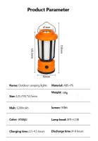 Linterna Portátil Recargable Para Camping Impermeable Multifuncional Para Acampar En Tienda De Campaña Lámpara De Emergencia Para Senderismo - details 1