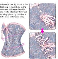Overbust Sweetheart Lace Up Plastic Bones Corset Bustier Top para mujer - details 0