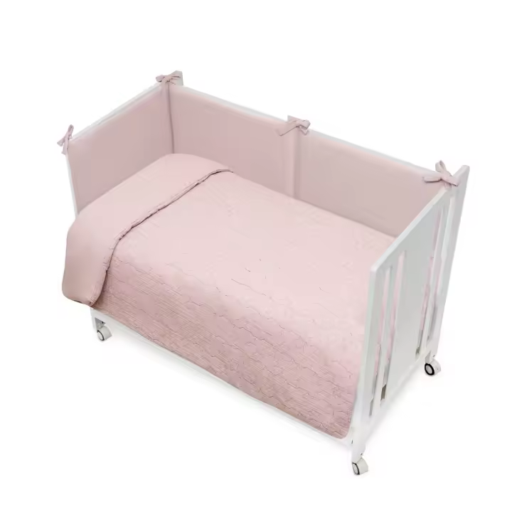Don Algodón Funda Nórdica Cuna y Chichonera + Relleno Modelo  Muselina Estrellas  Rosa Maquillaje - 1
