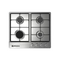 Meimon Encimera de gas Johnson en acero inox con 4 zonas de cocción, autoencendido, válvula de seguridad, mandos mecánicos en color plata, preparada para gas butano con kit de conversión a gas natural incluido, 59x51 cm - details 0