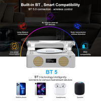 Reproductor De CD Multifuncional Retro Con Altavoz Bluetooth Inalámbrico Y Radio FM Luz De Ambiente Colorida Con Control Remoto Para Hogar - details 11