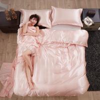 Juego De Cama Nórdico De Seda Satinada Con Fundas De Almohada Y Sábana De Lujo Estilo Sólido Apto Para Parejas Doble Revestimiento De 100% Algodón - details 16