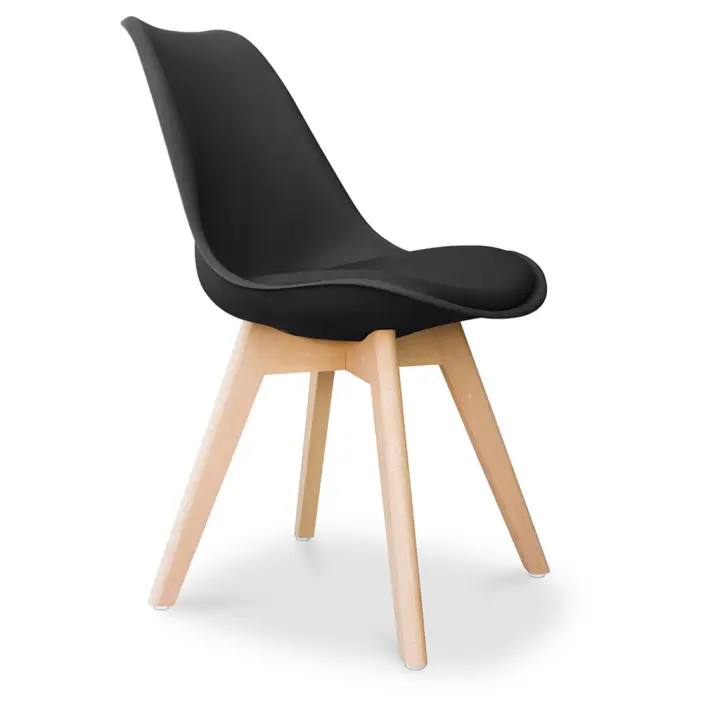 ORION91 Silla SIRIO Color Negro 🖤 Asiento Acolchado Piel Sintética y Patas Haya 54x81x48cm Comedor Oficina Salón Teletrabajo Cocina - SpazioLuzio - 1
