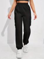 Women's Casual Workwear Sweatpants High-Waisted Loose Fit Solid Color with Belt And Pockets mid Waist Ankle-Length Polyester - details 7