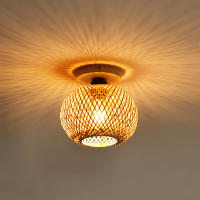 Lámpara De Techo De Bambú Tejida a Mano Estilo Chino Luz De Techo Rattan Wicker Arte De Madera Para Decoración De Hogar Cocina Restaurante - details 9