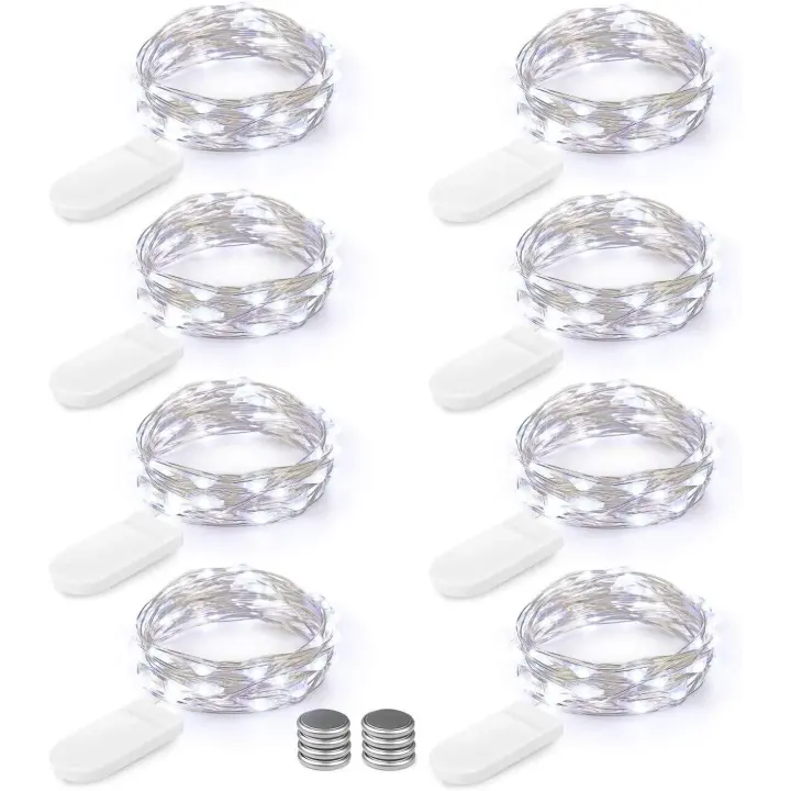Luces decorativas de otoño, paquete de 12/8, 2 m, 20 LED, luces de hadas otoñales, luces de estrellas centelleantes para interiores de Halloween, luces de luciérnaga con microalambre plateado y batería - 1