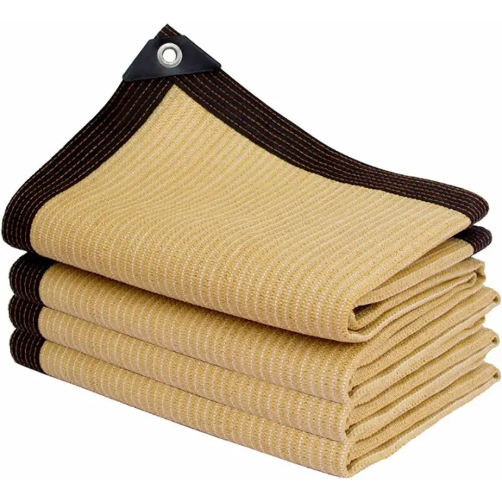 Red de sombra rectangular, tela de sombra ligera para exteriores para toldo/piscina/garaje, tela de sombra con ojales resistentes, beige, 3x7m/6m/5m - 1