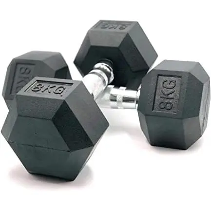 OZIO FITNESS 2 mancuernas hexagonales de 8 kg (par) profesionales ideales para tus entrenamiento - 1