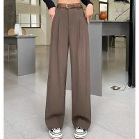 Pantalones Clásicos Para Mujer 2024 Cintura Alta Pierna Ancha Cómodos Y Versátiles Estilo Diario Traje Elegante Con Bolsillos Y Pliegues - details 10