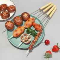 50Pcs Brochetas De Barbacoa Reutilizables Con Mango De Madera Acero Inoxidable Para Kebab Herramientas De Camping Al Aire Libre Y Picnic - details 13