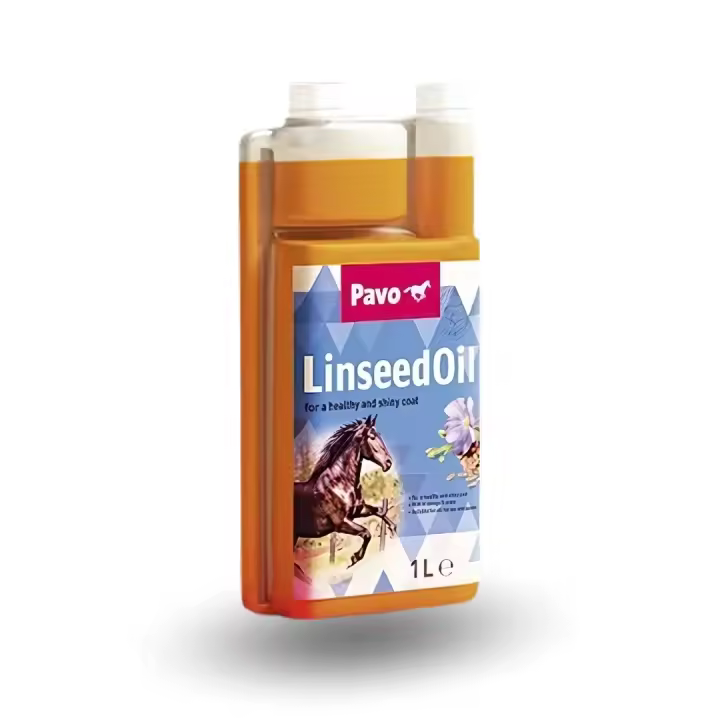 Aceite Natural de Linaza para Caballos PAVO LinseedOil 1 L - Brillo en el Pelo y Mejor Digestión - 1