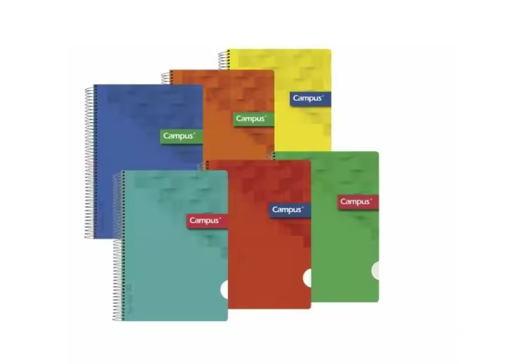 BLOC ESPIRAL CAMPUS ORIGINAL TAMAÑO A4 TAPA POLIPROPILENO PLASTICO FUERTE 80 HOJAS. 90 G CUADERNO DE ANILLAS CUADRÍCULA 5 MM/ 4 MM/  3 MM/ DOBLE RAYA 3,5 MM/DOBLE RAYA 2,5 MM/HORIZONTAL/LISO PACK DE 6 UNIDADES GRAN CALIDAD PARA DURAR TODO EL CURSO - 1