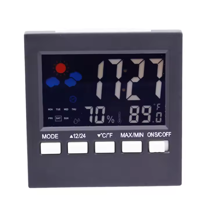 Estación Meteorológica Digital Multifuncional Con Termómetro Higrómetro Temperatura Humedad Reloj Alarma Calendario Predicción Del Clima Colorido Para Interior - 1